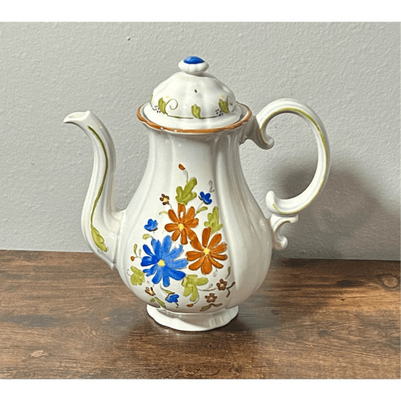 Metlox Vernon Bouquet Floral 8 Cup Tea Pot Mid Century Excellent Condition - Picture 2 of 13